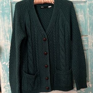 BDG Urban Outfitters Womens grandpa chunky Green Cable Knit Sweater grandpacore